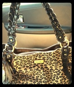 Nicole Miller leopard shoulder bag